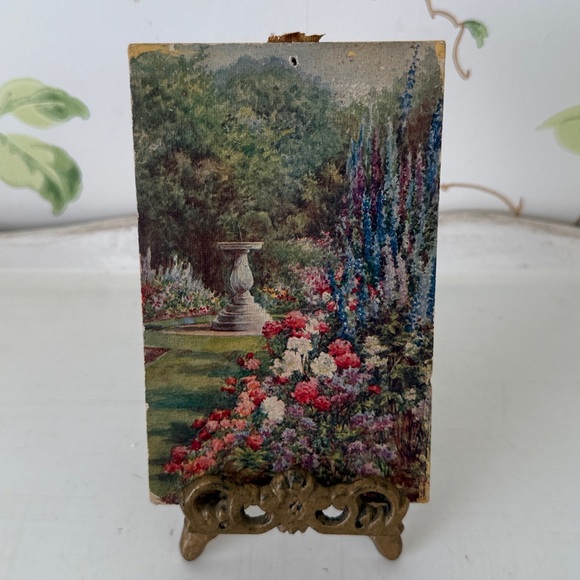 Vintage Other - Vintage Garden Fountain Mini Artwork and Mini Easel. Made in England